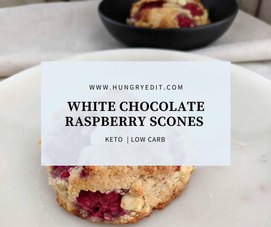 Keto Raspberry White Chocolate Scones