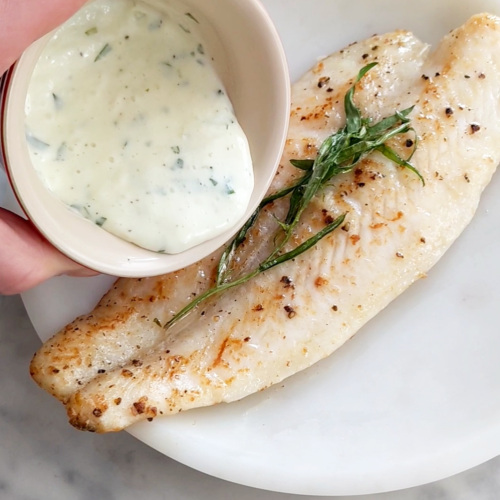 Keto Fish with Tarragon Cream Sauce
